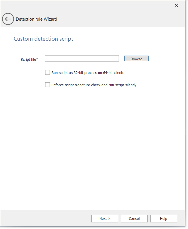 Detection Rule Wizard / Custom Detection Script Panel