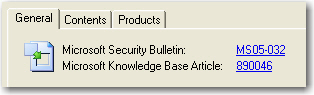 Links to Microsoft Security Bulletin and Knowledge Base Article